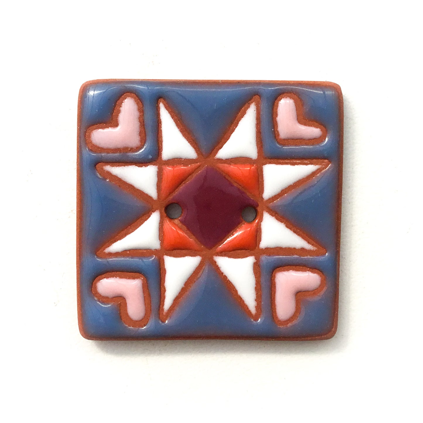 "Sweet Ohio Star" Ceramic Quilt Block Buttons- 1 3/8"