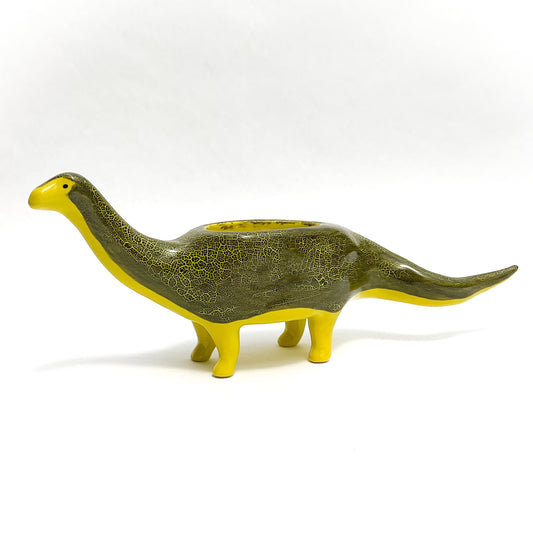 Chartreuse & Black Brontosaurus Dinosaur Planter