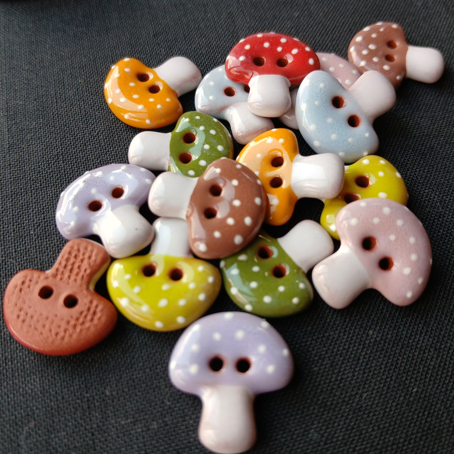 Colorful Mushroom Buttons  3/4”