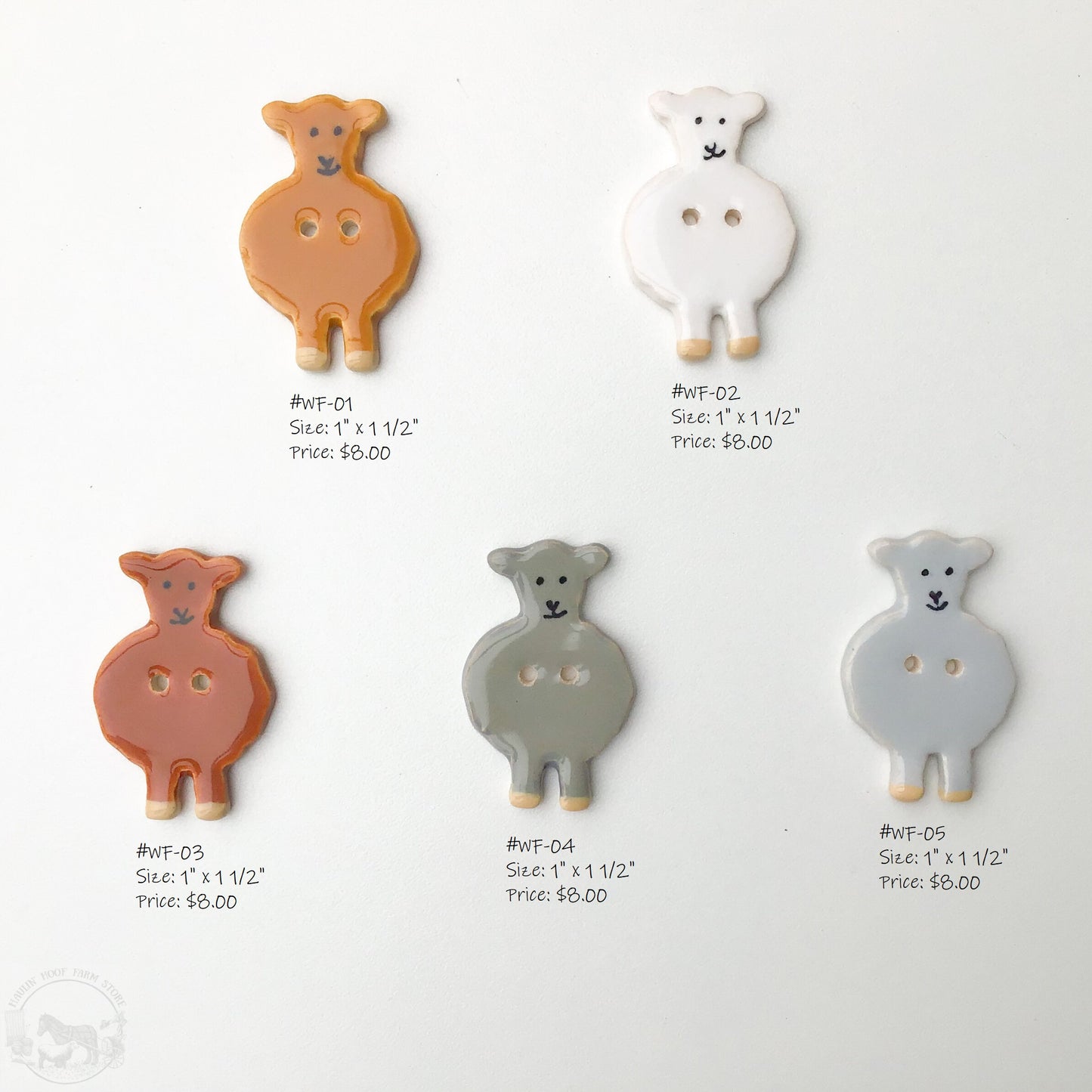 Wooly Friends Button Collection: Artisan Ceramic Sheep Buttons