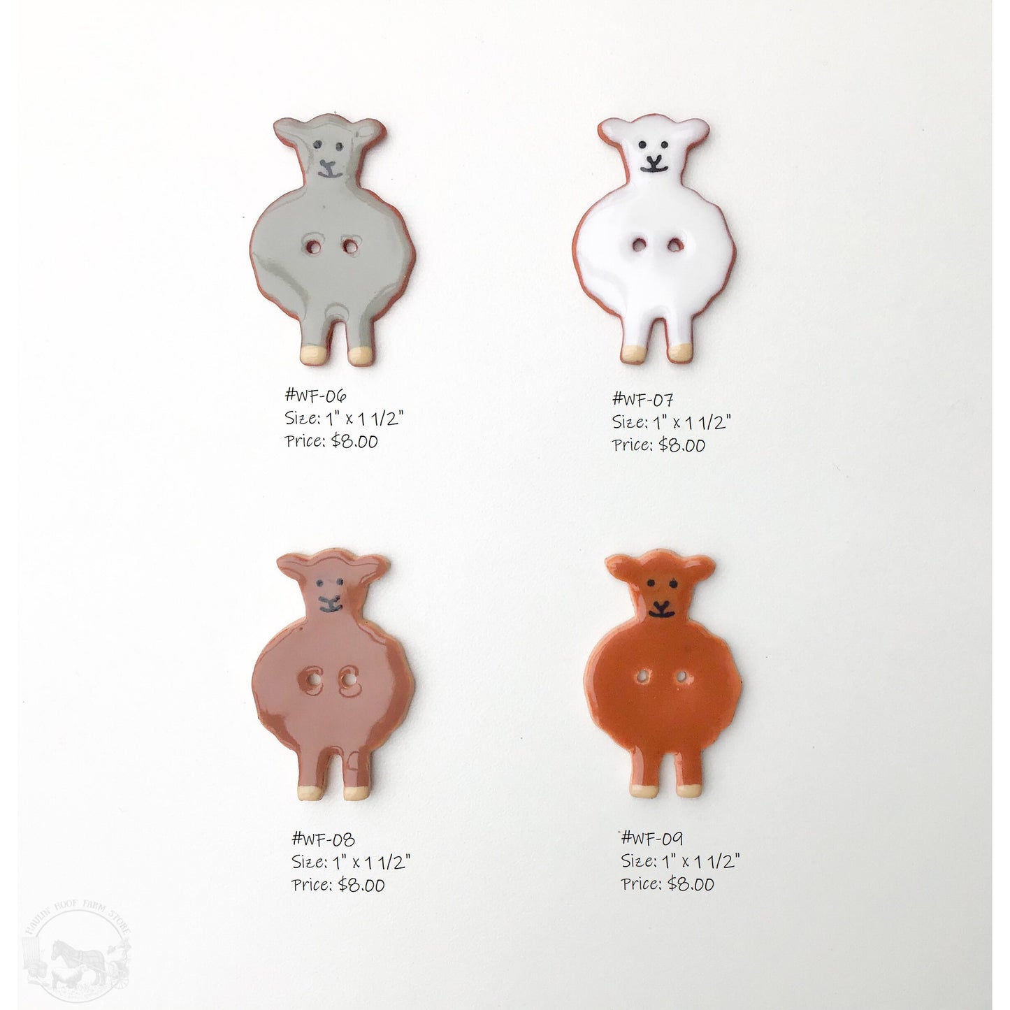 Wooly Friends Button Collection: Artisan Ceramic Sheep Buttons