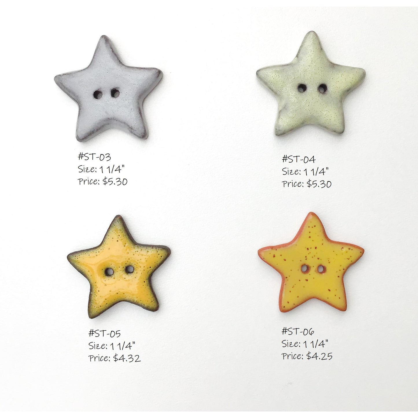 Stars Button Collection: Artisan Ceramic Buttons - Decorative Star Buttons