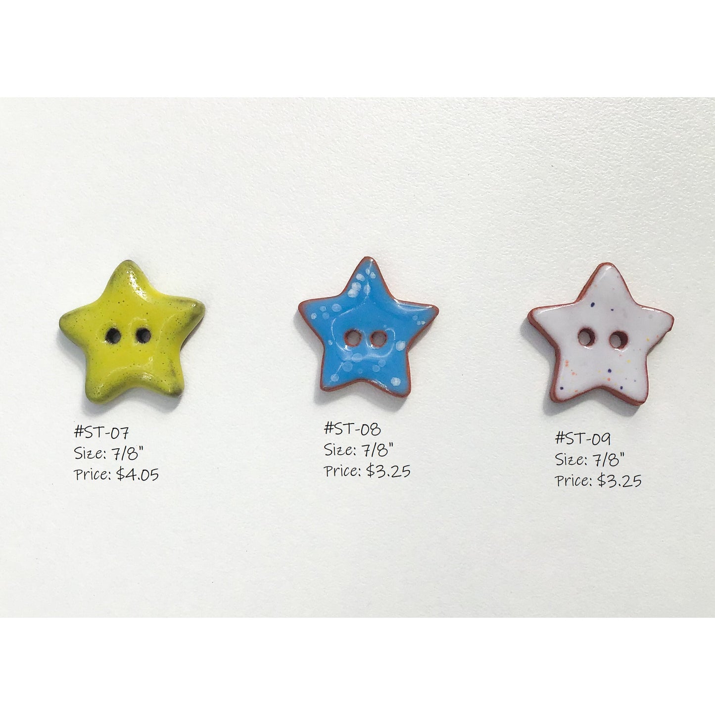 Stars Button Collection: Artisan Ceramic Buttons - Decorative Star Buttons