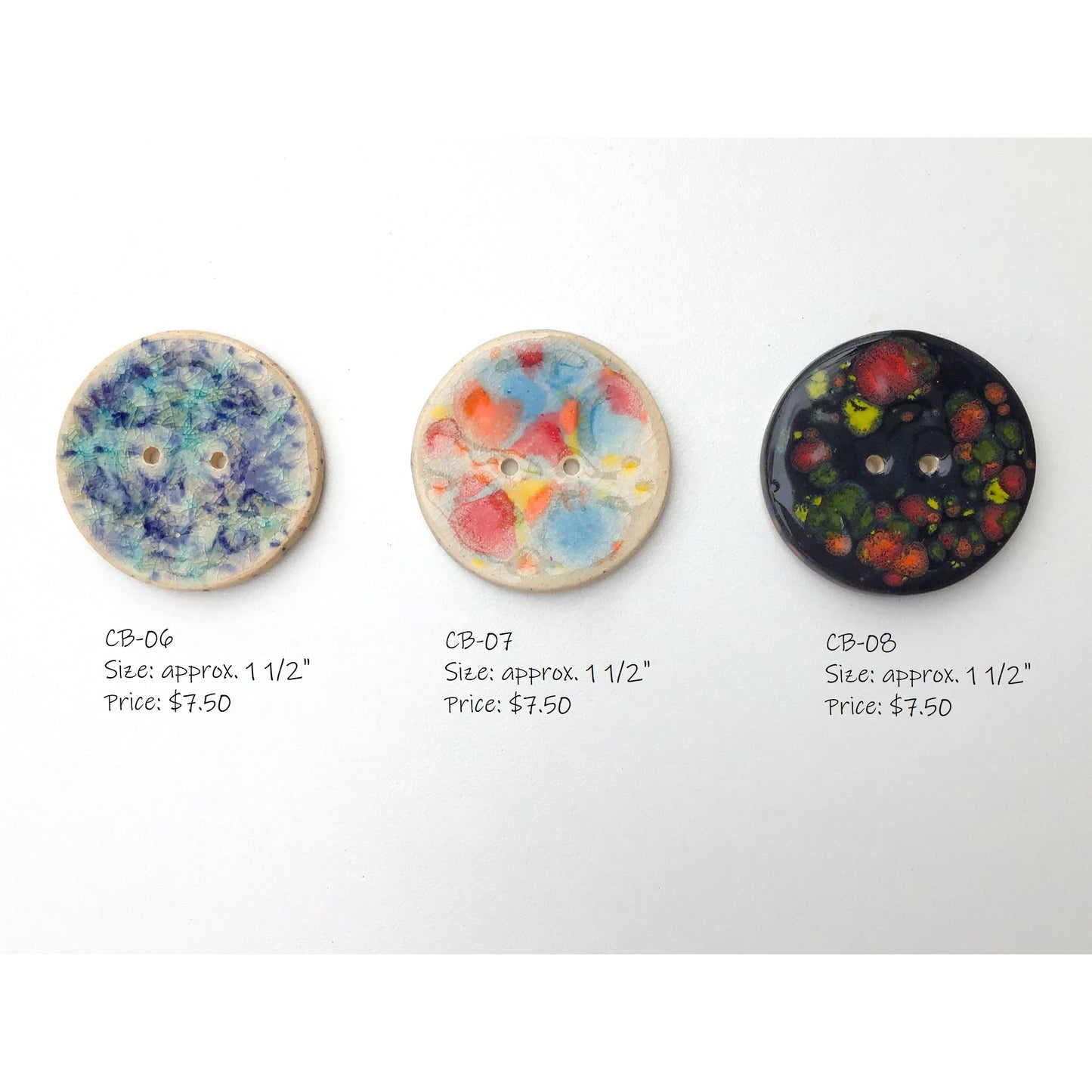 Color Burst Buttons : Colorful Ceramic Buttons with a Splash of Color