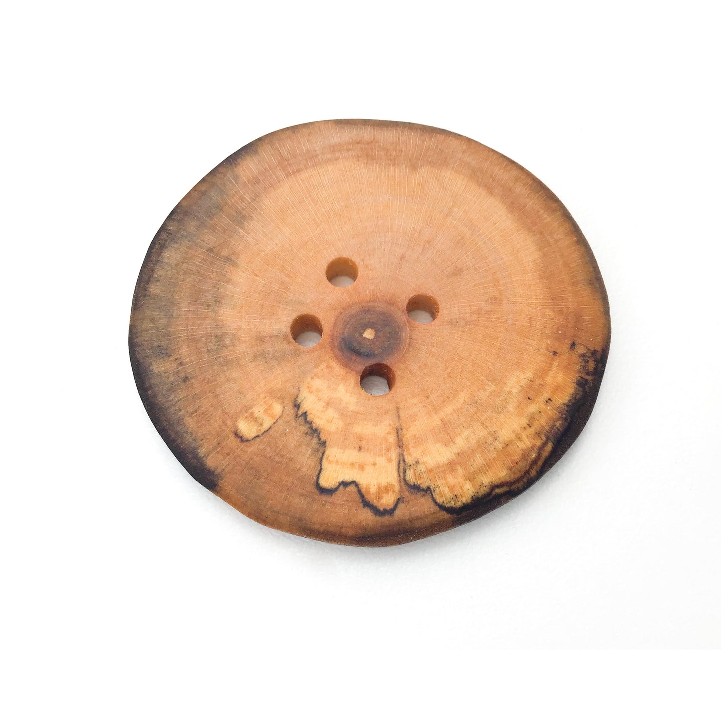 Extra Large Spalted Maple Wood Button - 1 7/8" Maple Wood Button -4 hole