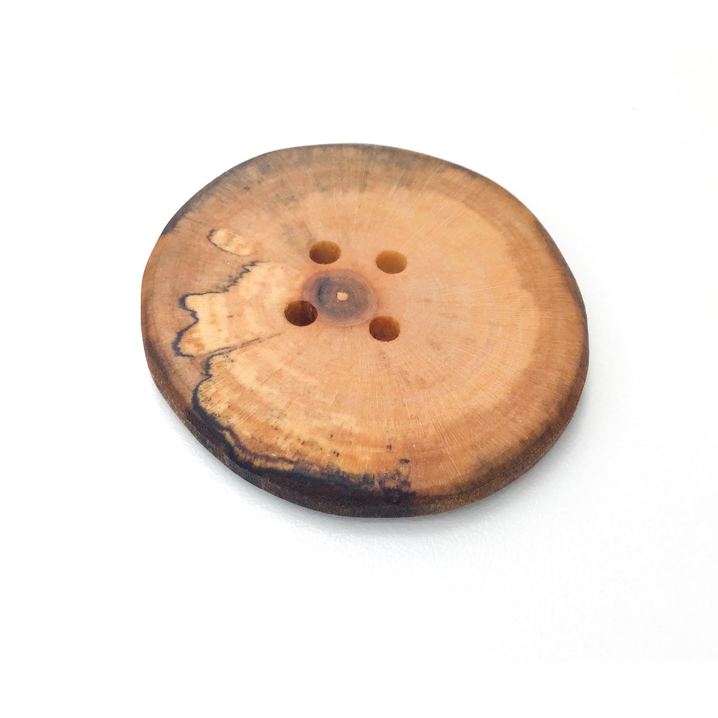 Extra Large Spalted Maple Wood Button - 1 7/8" Maple Wood Button -4 hole