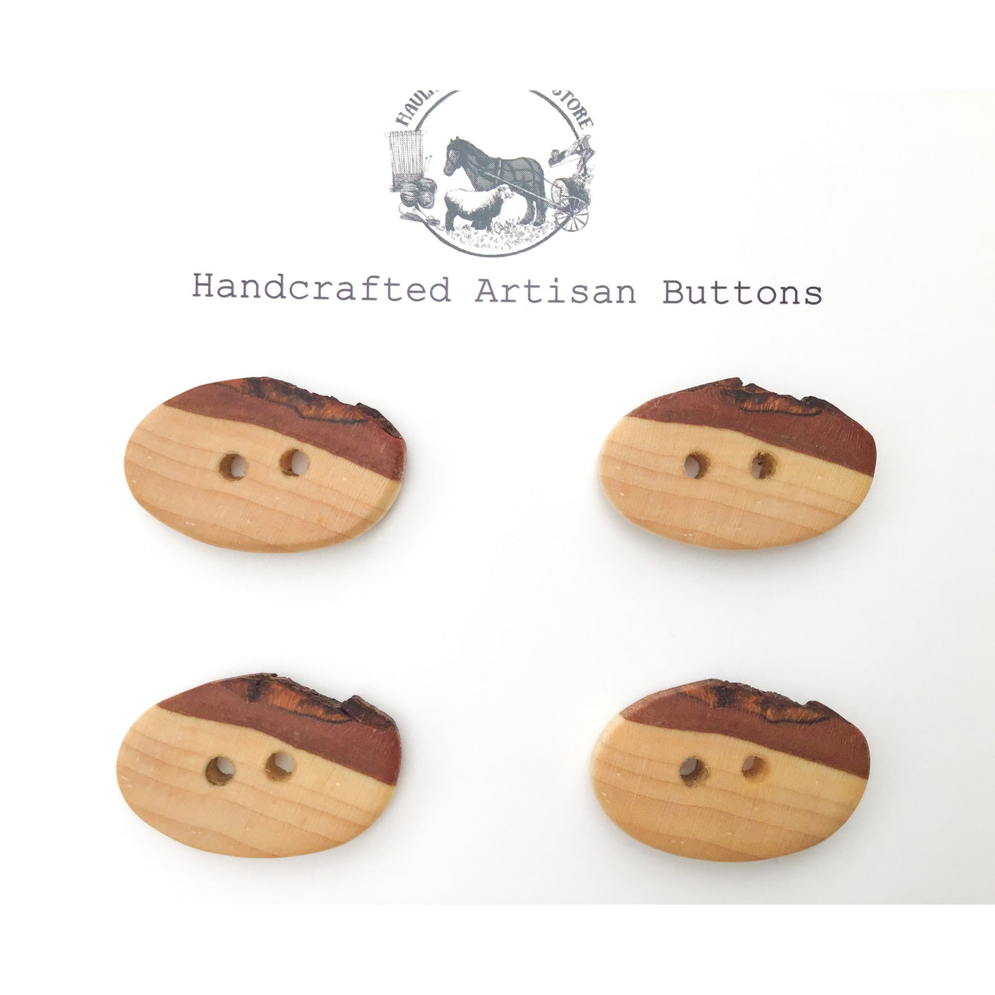 Live Edge Hard Maple Wood Buttons - Wooden Buttons - 3/4" x 1 1/4" - 4Pack