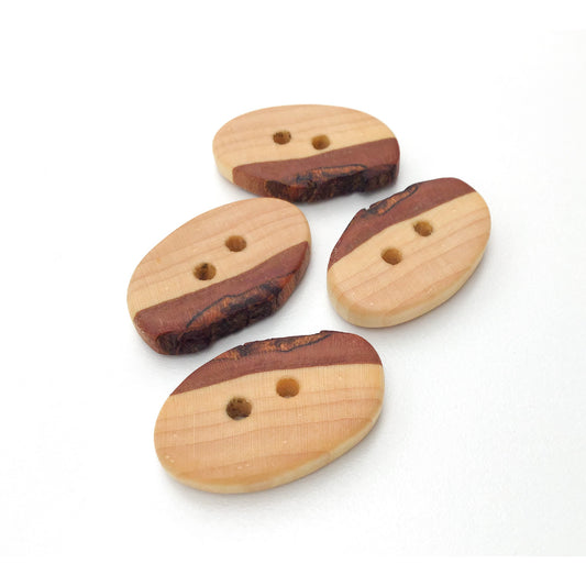 Live Edge Hard Maple Wood Buttons - Wooden Buttons - 3/4" x 1 1/4" - 4Pack