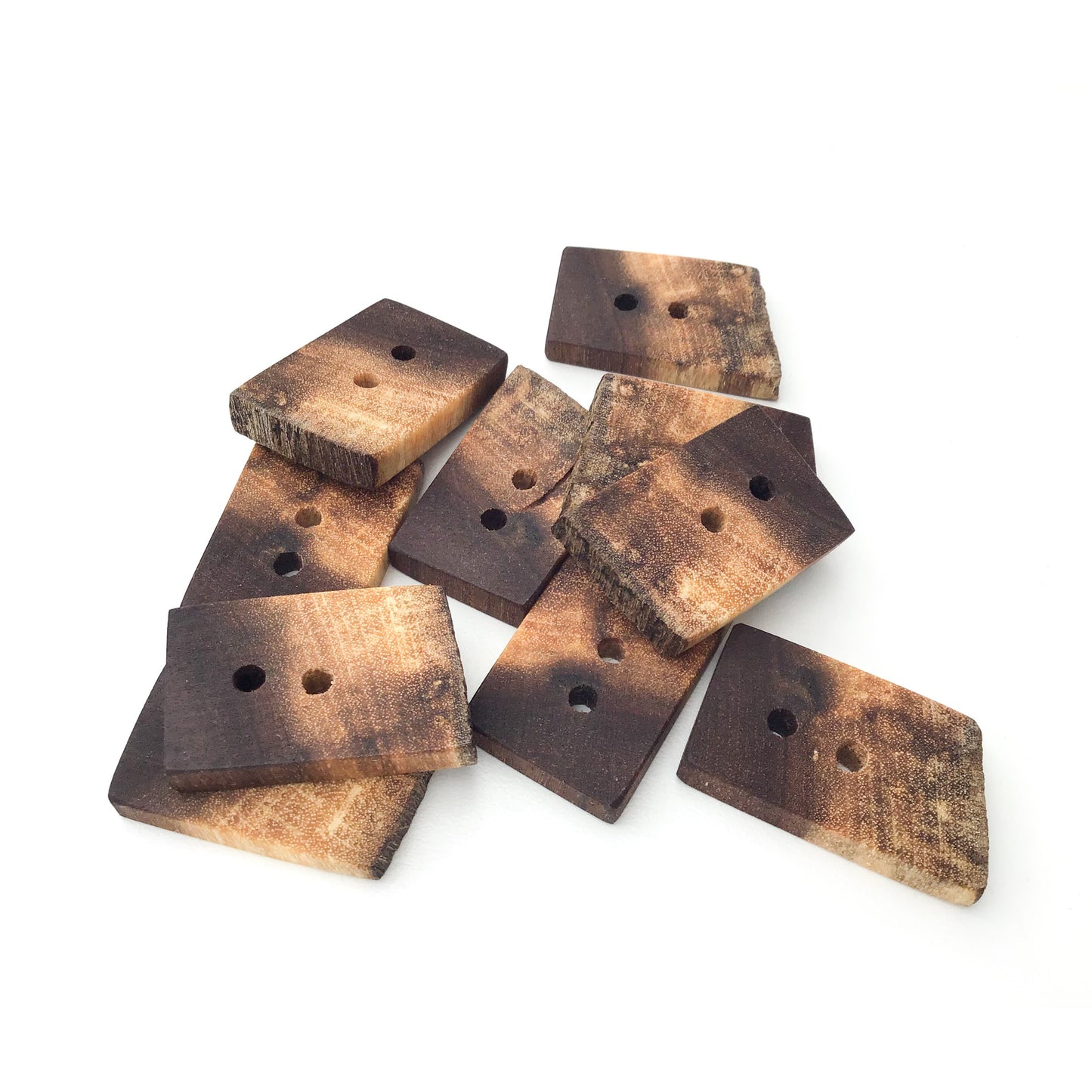 Rustic Black Walnut Wood Buttons - Live Edge Black Walnut Buttons - 1 3/16" x 1 3/8"