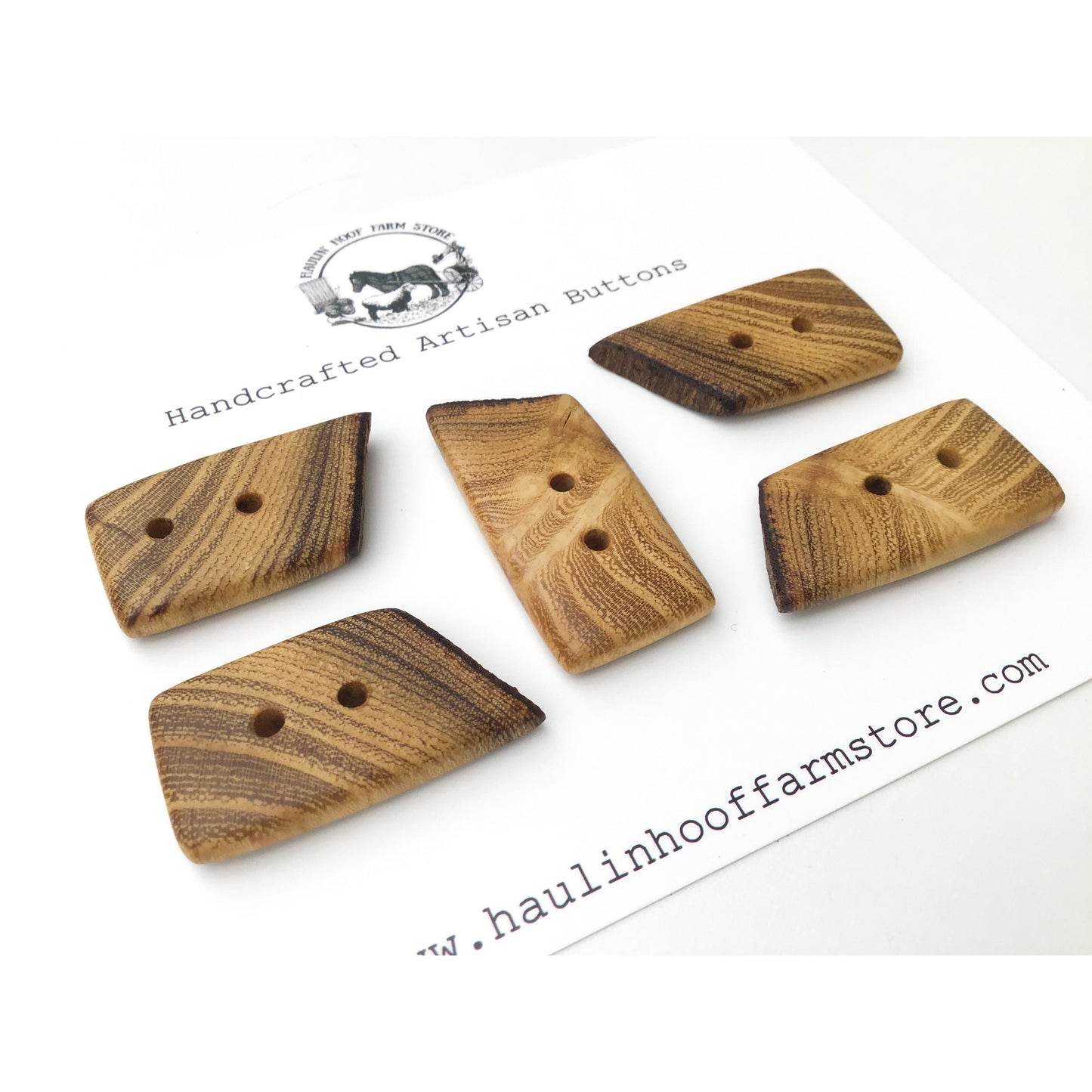 Black Locust Wood Buttons - Live Edge Wood Buttons - Wood Toggle Buttons - 3/4" x 1-1/2" - 5 Pack