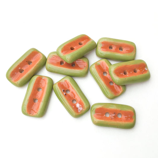 Speckled Burnt Orange + Olive Green Ceramic Buttons - 7/16" x 3/4" - 9 Pack