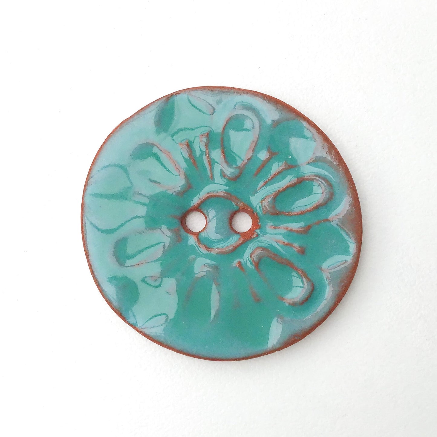 Hand Stamped  Ceramic Button - Pottery Art Button - 1 3/8"