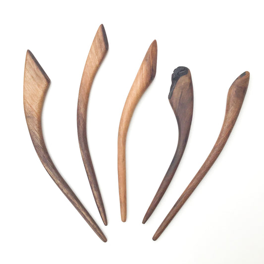 Live Edge Black Walnut Wood Shawl & Sweater Pins - Wooden Hair Pins