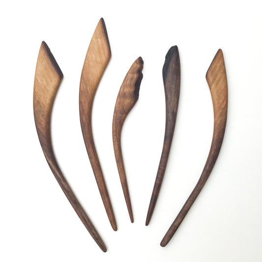 Live Edge Black Walnut Wood Shawl & Sweater Pins - Wooden Hair Pins