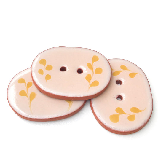 Beige  & Golden Brown Ceramic Buttons - Oval Clay Buttons - 1" x 1 1/4"