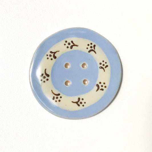 Jumbo Floral Wreath Button - Baby Blue - 2"