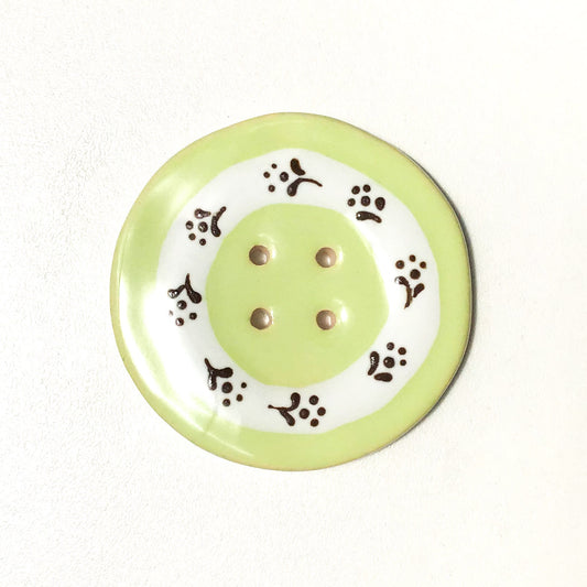 Jumbo Floral Wreath Button - Light Lime Green - 2"