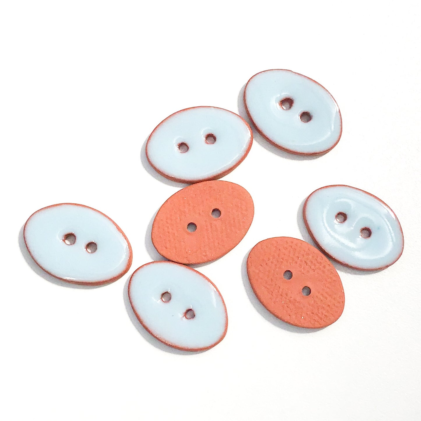 Sky Blue Oval Clay Buttons - 5/8" x 7/8" - 7 Pack