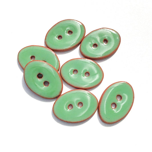 Grassy Green Oval Clay Buttons - 5/8" x 7/8" - 7 Pack