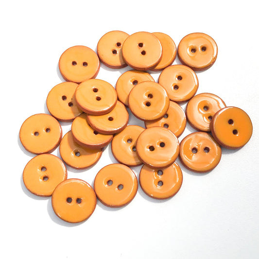 Orange Ceramic Buttons - Clay Buttons - 3/4"