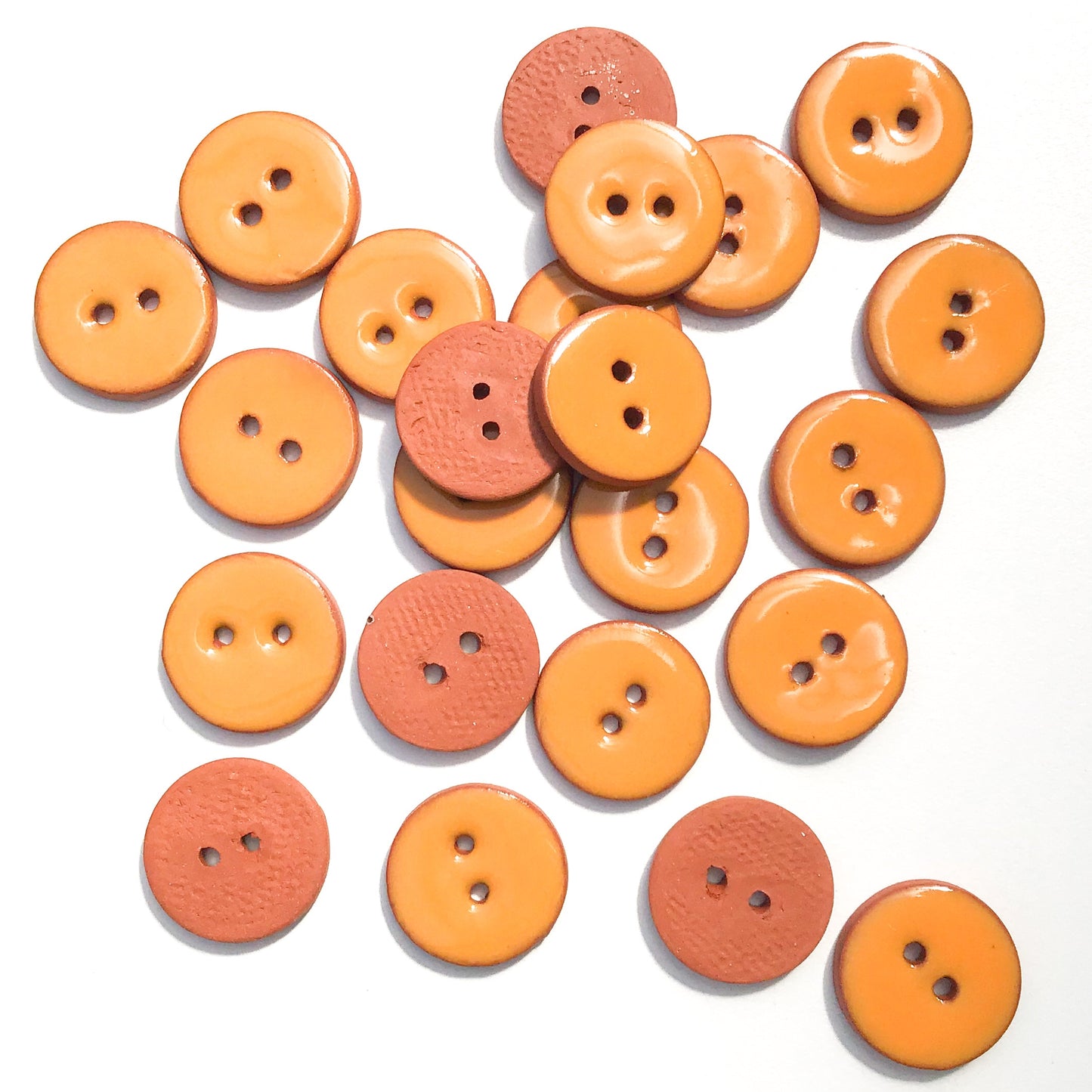 Orange Ceramic Buttons - Clay Buttons - 3/4"