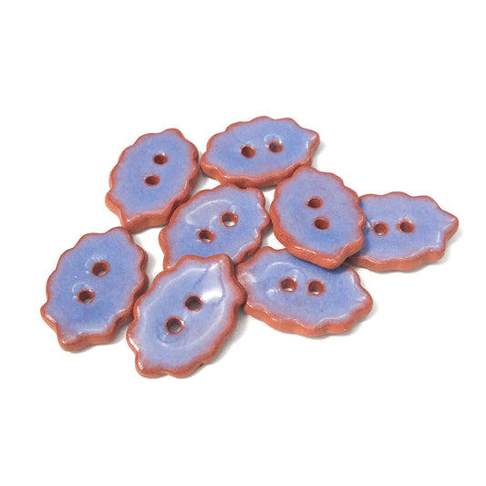 Scalloped Purple Ceramic Buttons - Small Purple Ceramic Buttons - 7/16" x 3/4" - 8 Pack