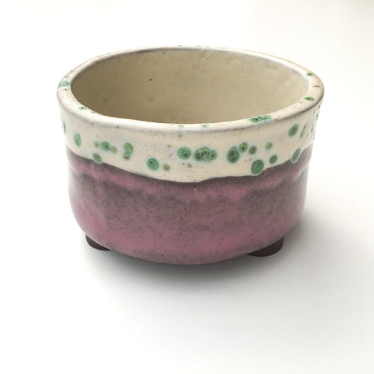 Handcrafted Ceramic Planter - Lavender & Cream with Jade Green Speckles - Plant Pot