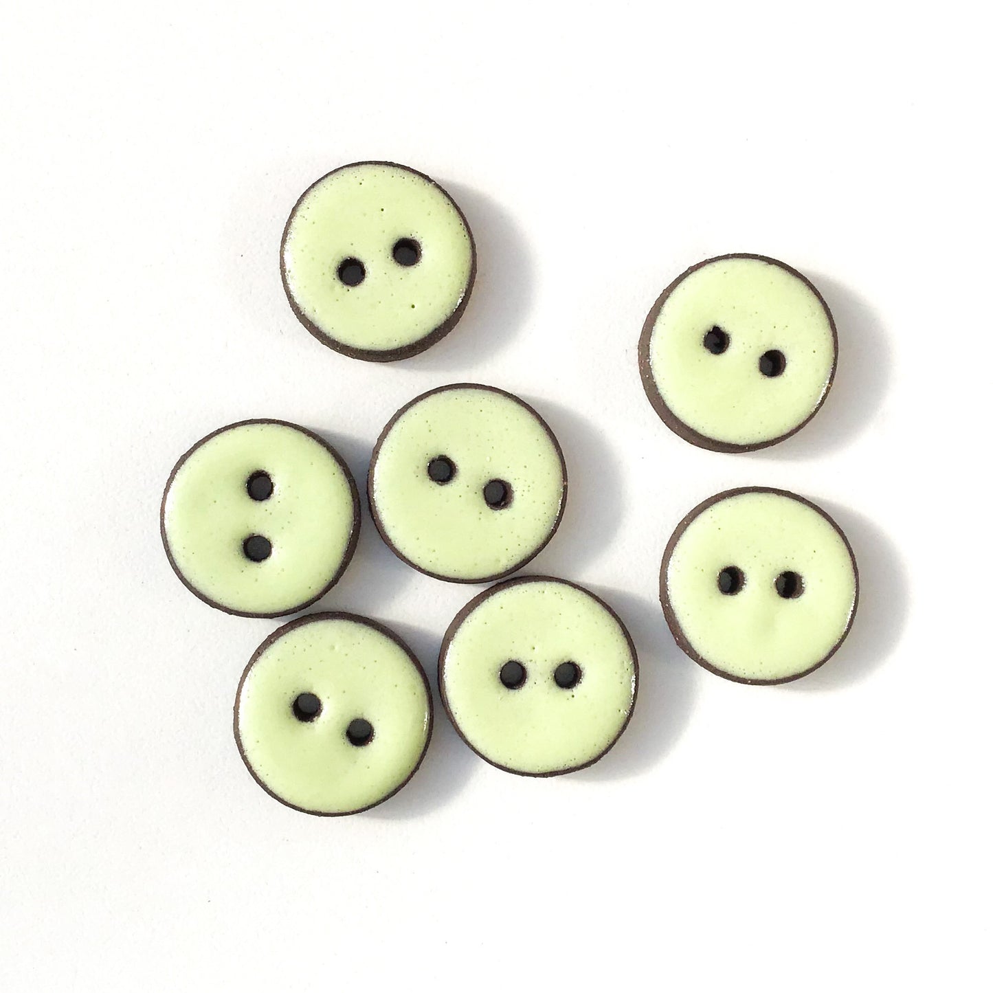 Pastel Green Ceramic Buttons - Light Green Clay Buttons - 3/4" - 7 Pack