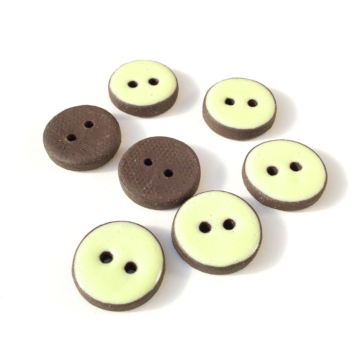 Pastel Green Ceramic Buttons - Light Green Clay Buttons - 3/4" - 7 Pack