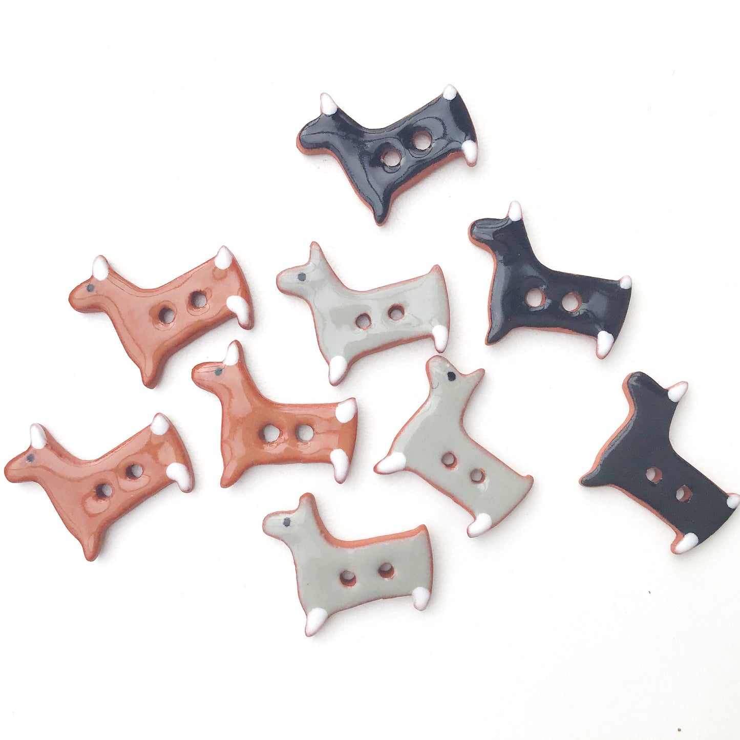 Terrier Dog Buttons - Ceramic Dog Buttons - 5/8" x 3/4"