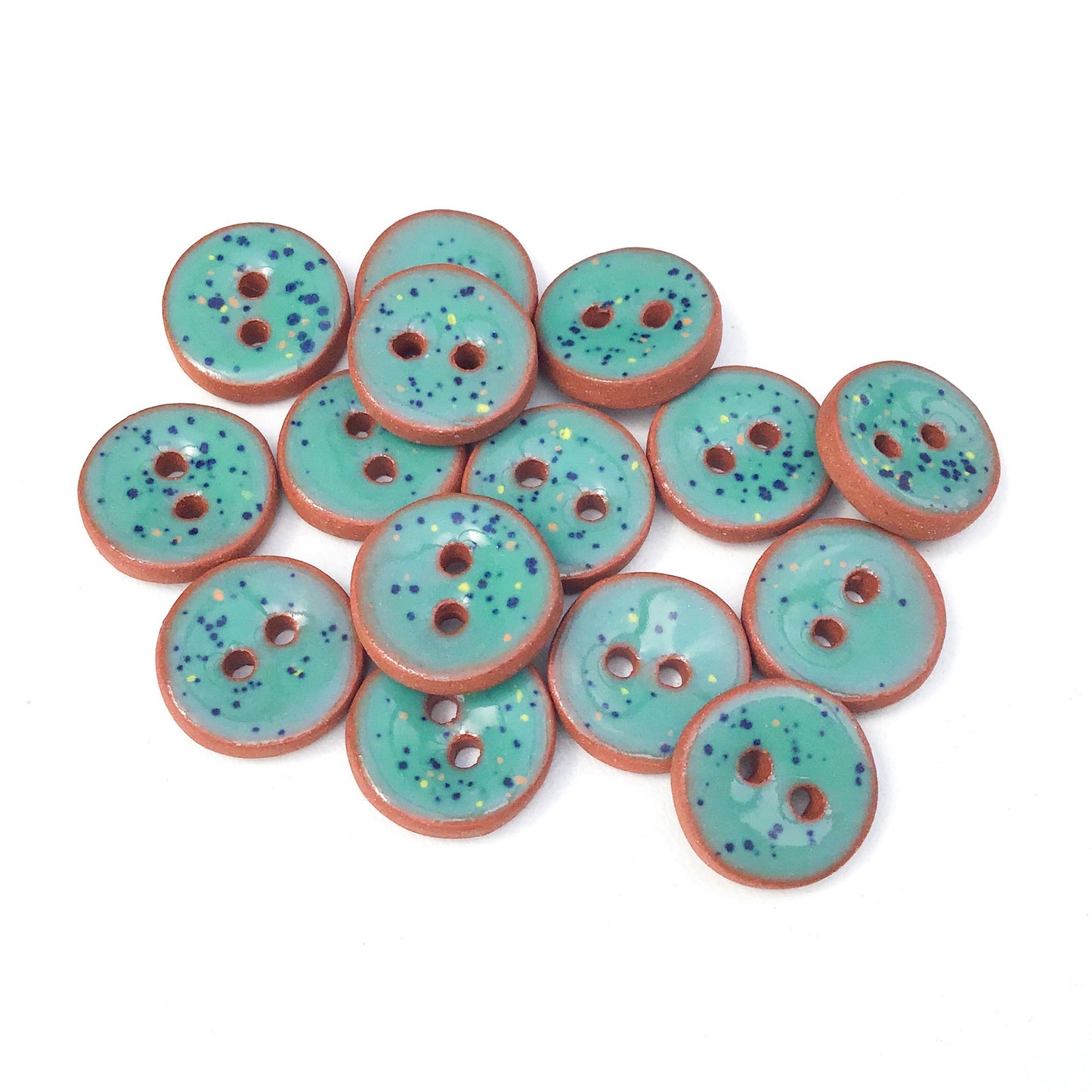 Turquoise Speckled Ceramic Buttons - 9/16"