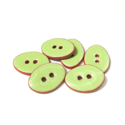 Lime Green Oval Clay Buttons - 5/8" x 7/8" - 6 Pack