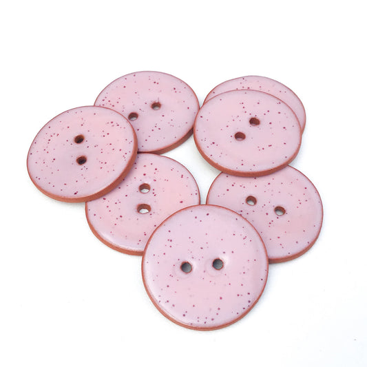 Speckled Pink Ceramic Buttons on Terracotta Clay - 1-1/16"