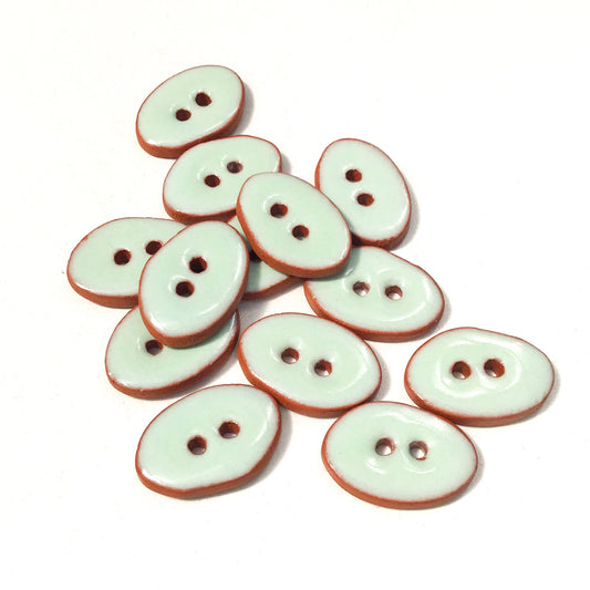 Light Aqua Oval Clay Buttons on Terracotta - 1/2" x 3/4"