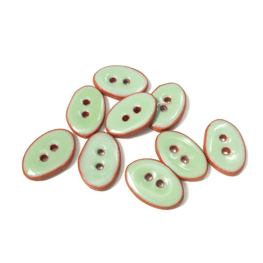 Light Green Oval Clay Buttons on Terracotta - 1/2" x 3/4"