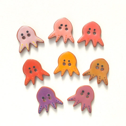 'Earth Tones' Octopus Buttons - Ceramic Ceramic Buttons -Children's Animal Buttons