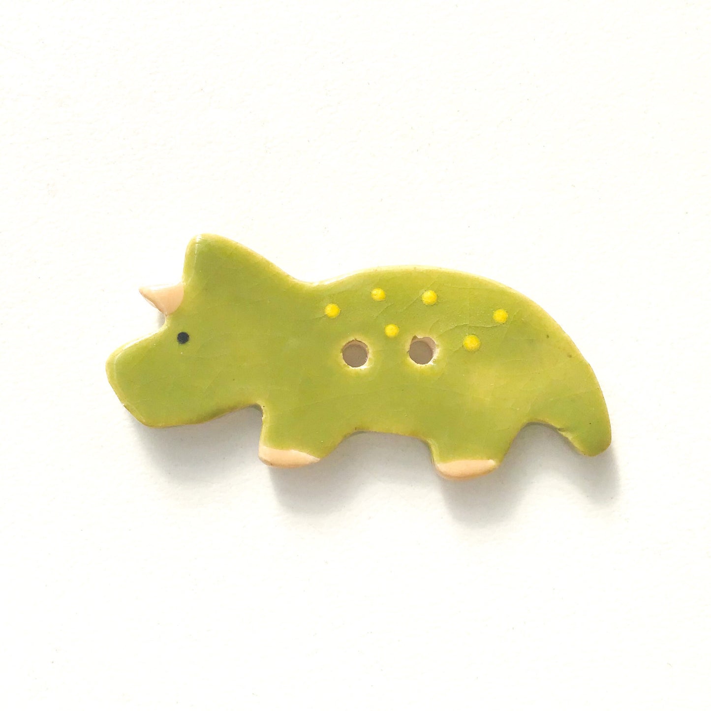 Triceratops Buttons - Ceramic Dinosaur Buttons - Children's Animal Buttons