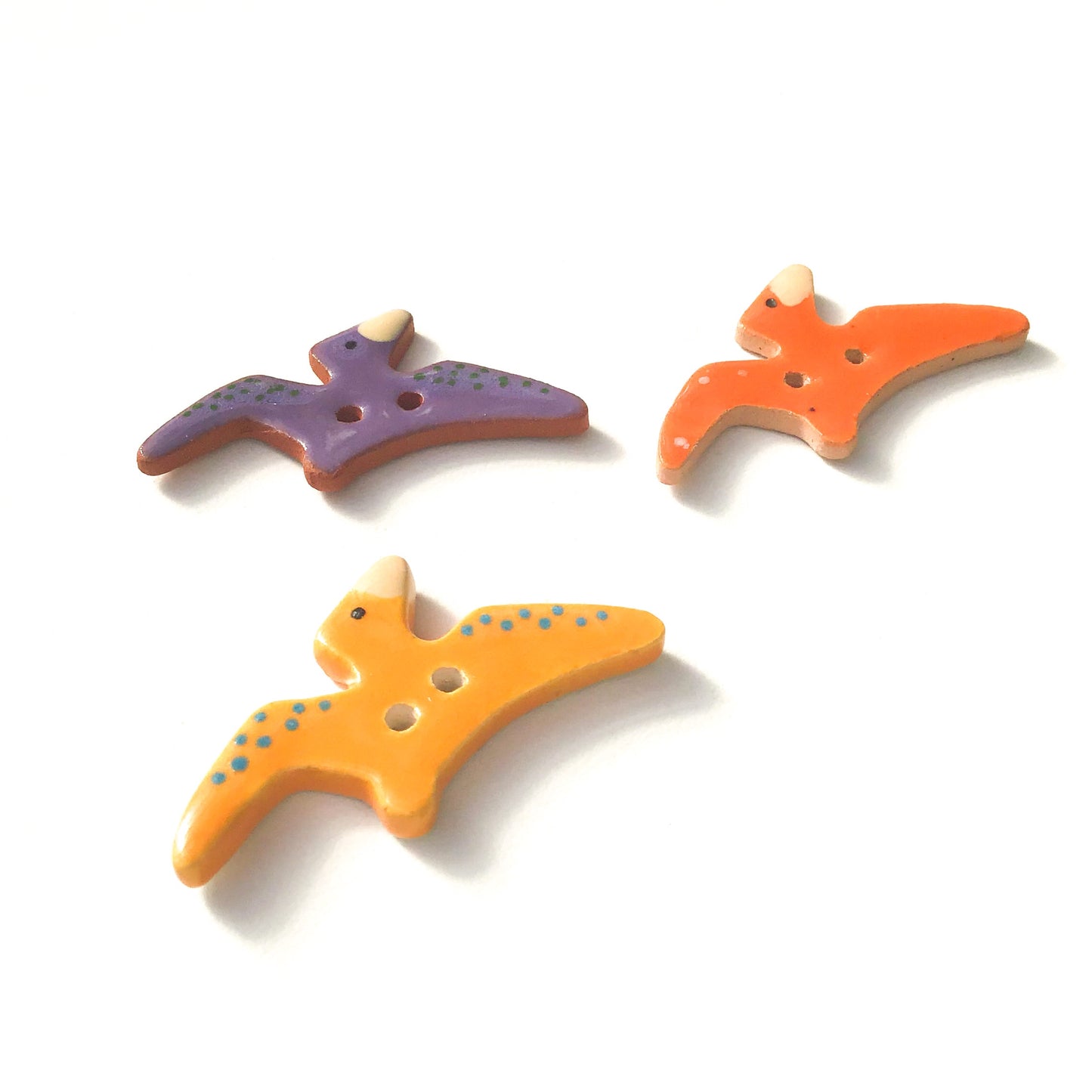 Pterodactyl Buttons - Ceramic Dinosaur Buttons - Children's Animal Buttons