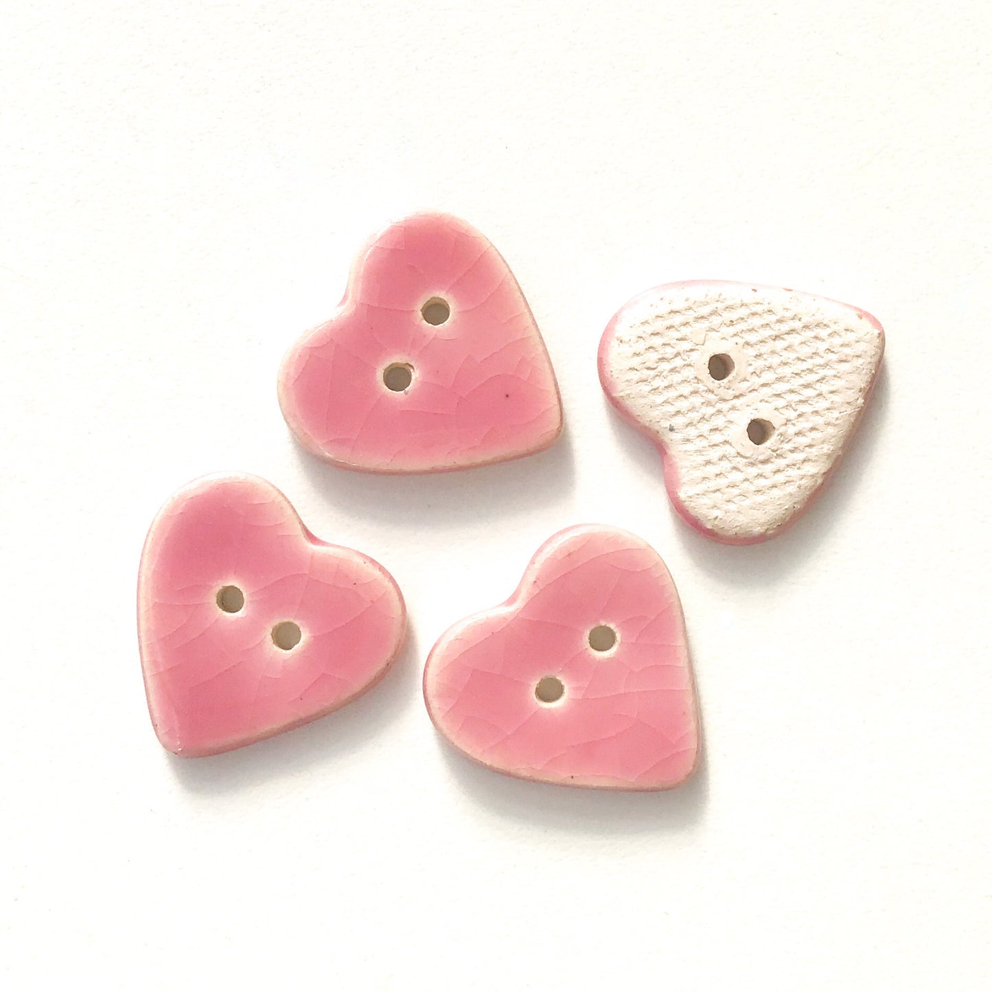 Crackle Pink Heart Buttons   7/8"