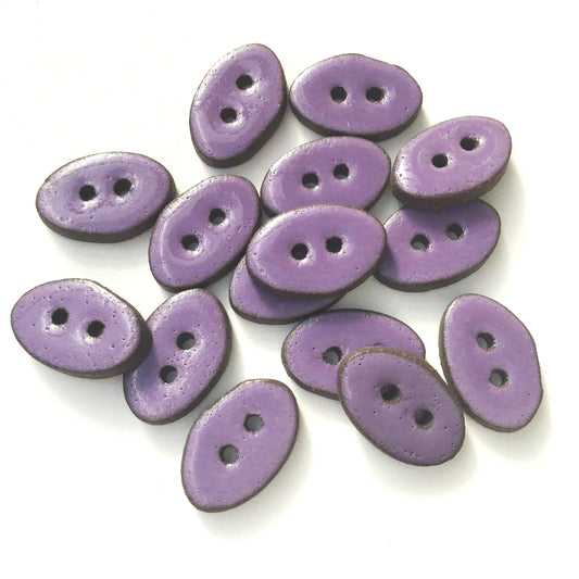 Purple Oval Clay Buttons on Black Clay - 1/2" x 3/4"