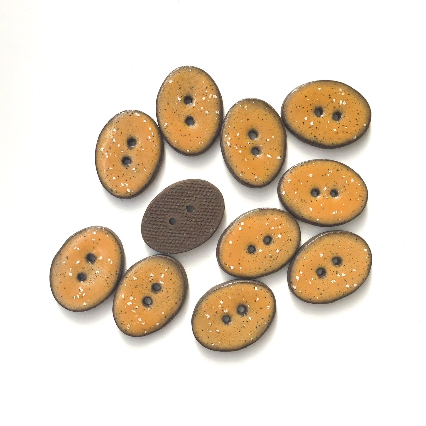 Speckled Camel Brown Ceramic Buttons  3/4" x 1"