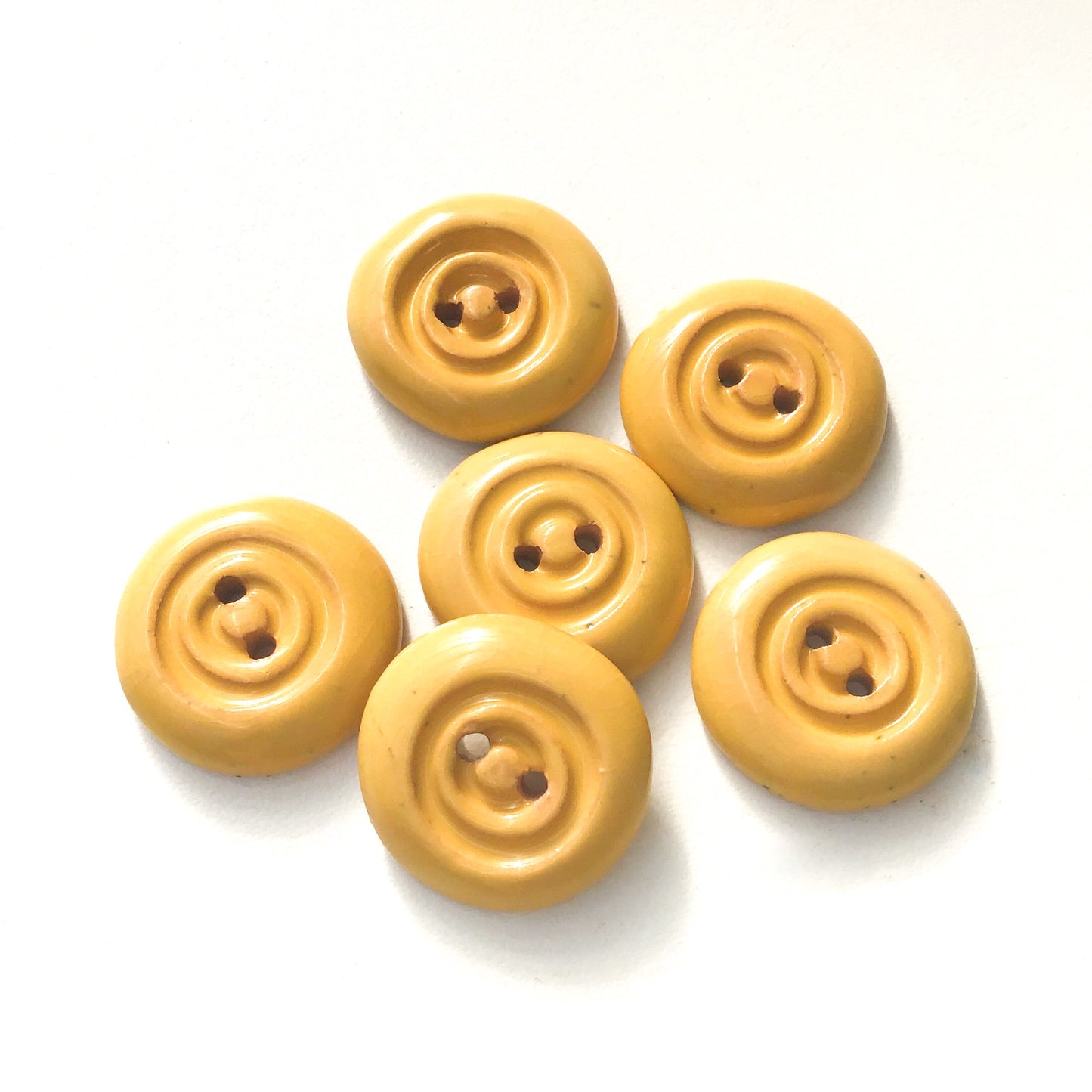 Soft Yellow Concentric Circle Ceramic Button  7/8"