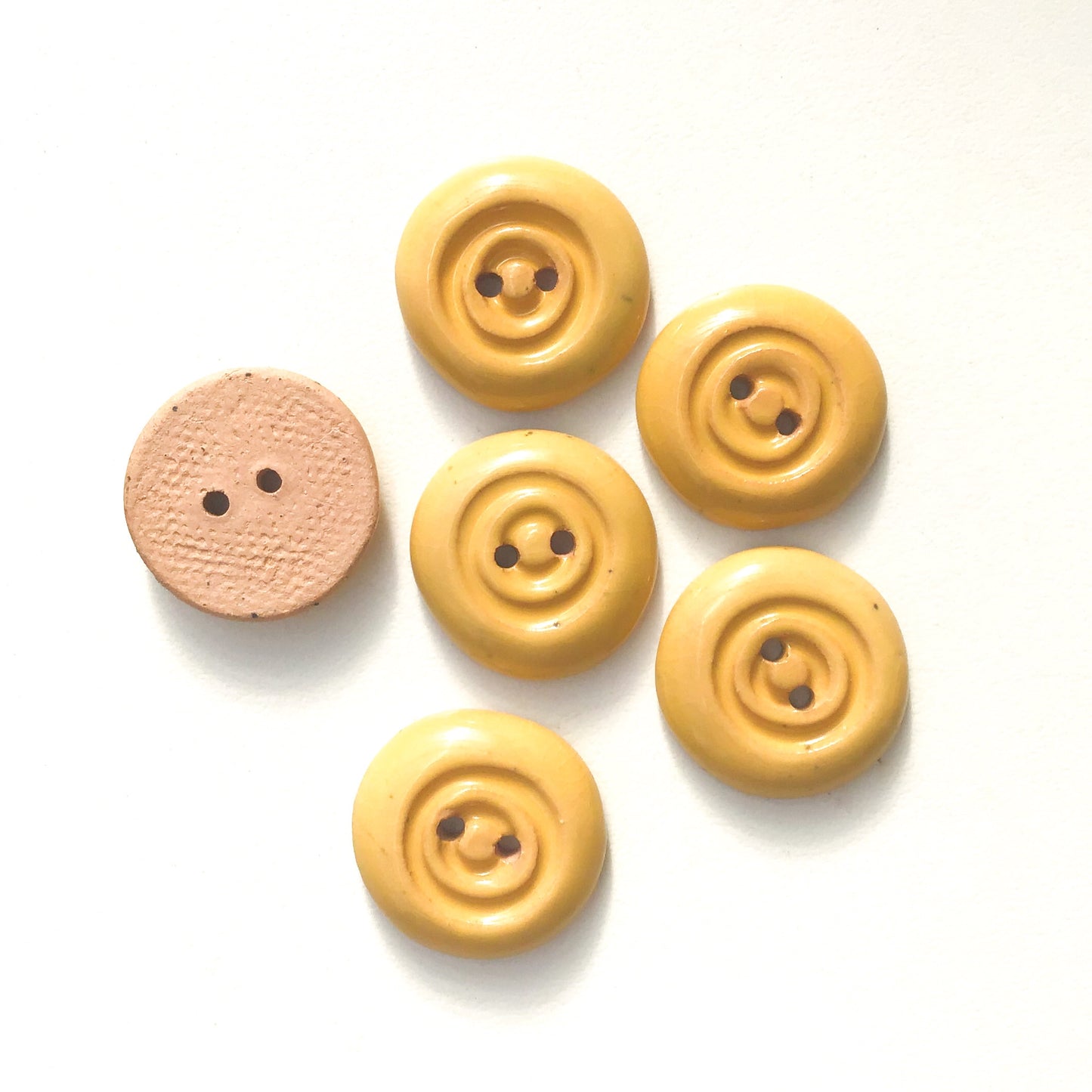 Soft Yellow Concentric Circle Ceramic Button  7/8"