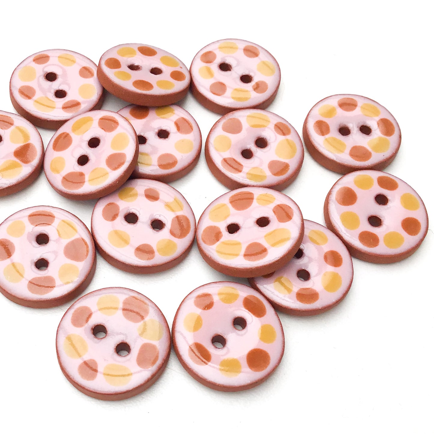 Pink Cobblestones Ceramic Buttons - Pink Clay Buttons - 3/4"