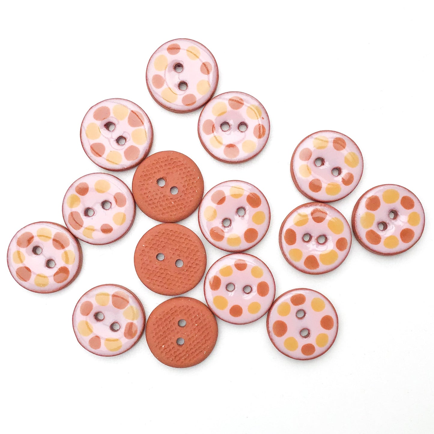 Pink Cobblestones Ceramic Buttons - Pink Clay Buttons - 3/4"