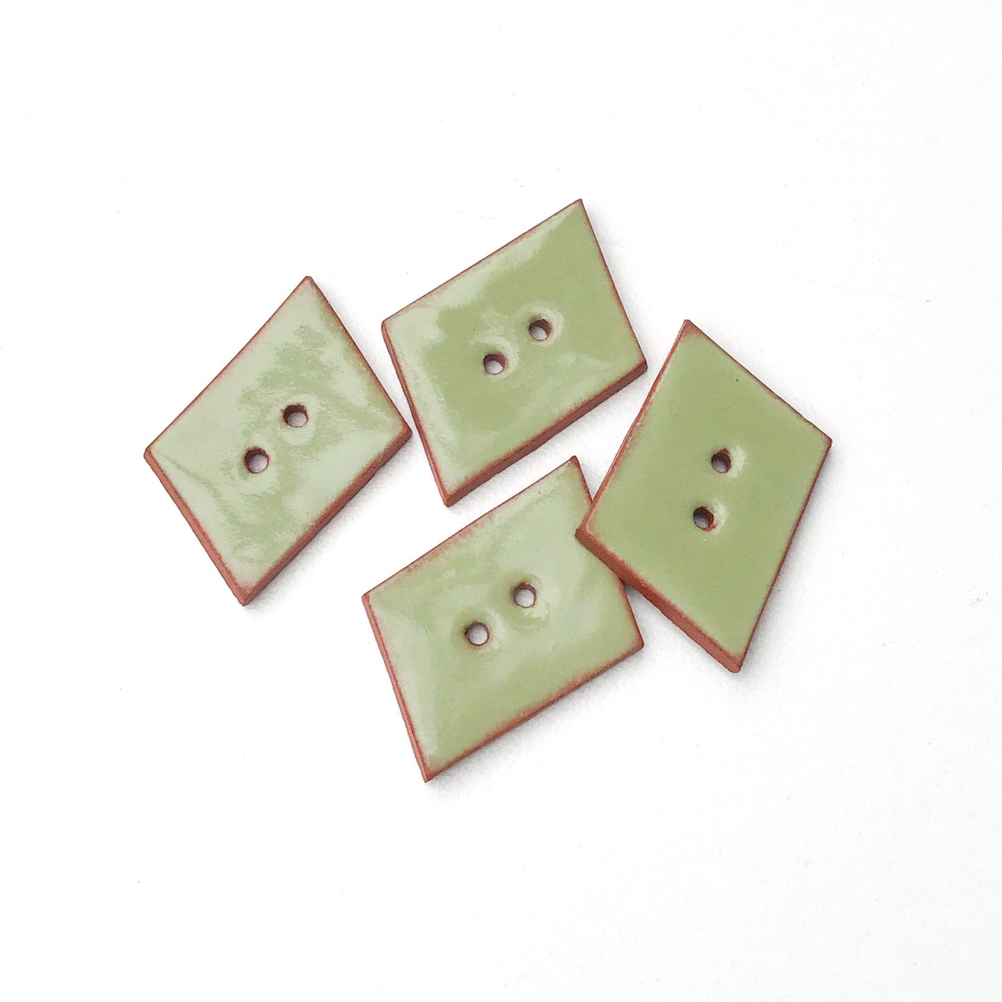 Sage Green Geometric Buttons - Olive Green Ceramic Buttons - 3/4" x 5/8" - 4 Pack