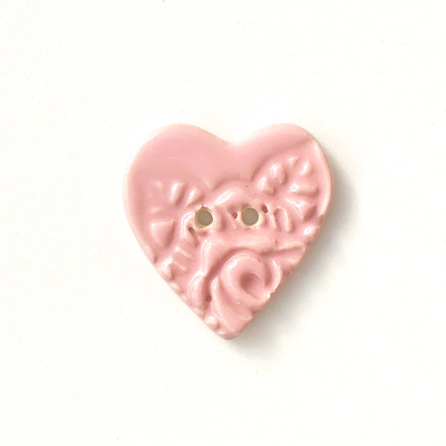 Large Stamped Heart Buttons - Ceramic Heart Button - 1 3/8"