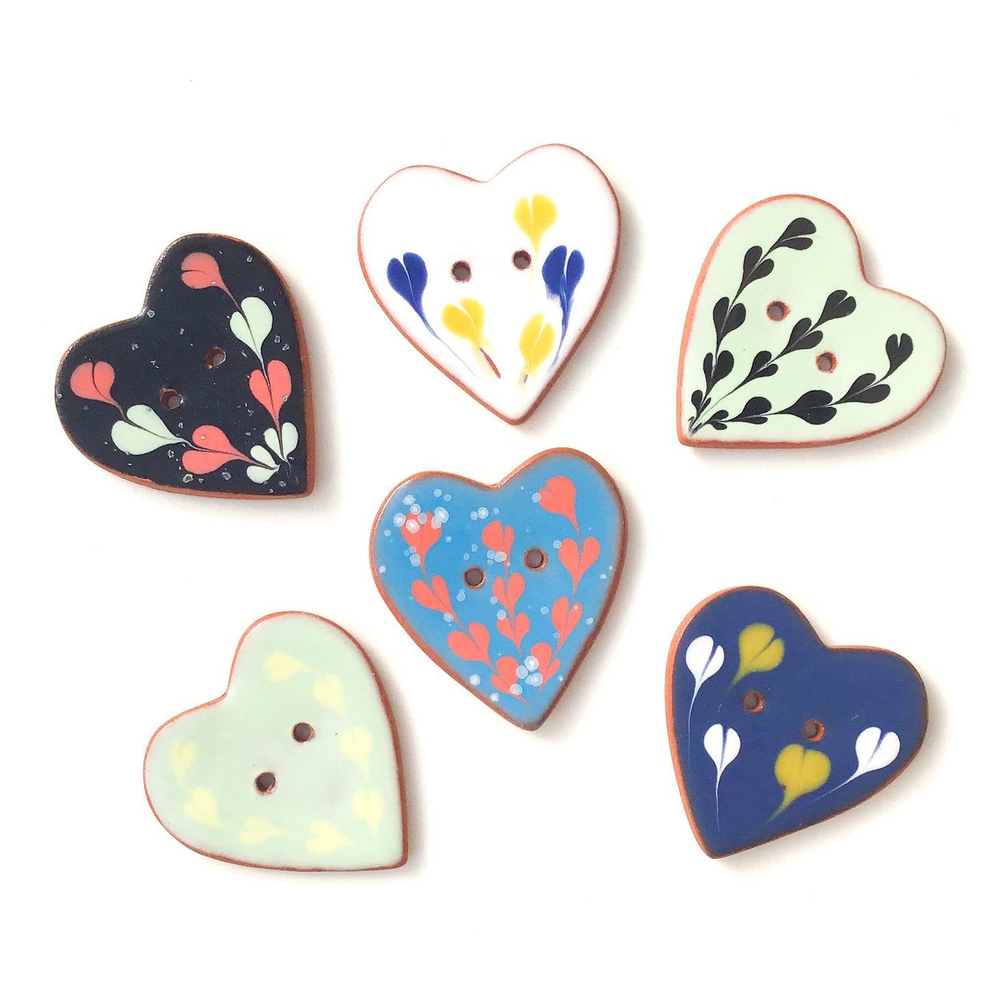 Decorative Heart Buttons - Ceramic Heart Button - 1 3/8"
