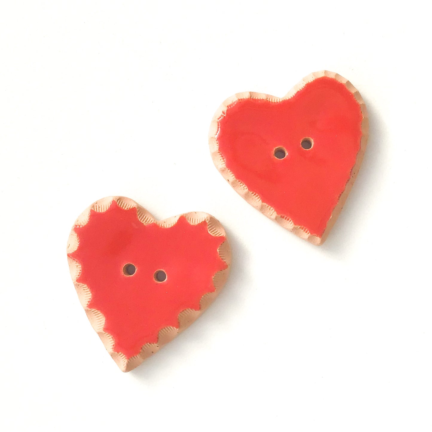 Decorative Red Heart Buttons - Ceramic Heart Button - 1 3/8"