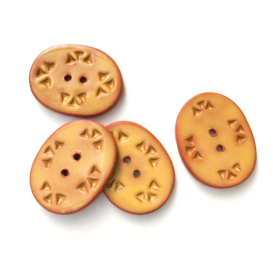 Golden Brown Ceramic Buttons - Oval Clay Buttons on Red Clay - 1" x 1-1/4"